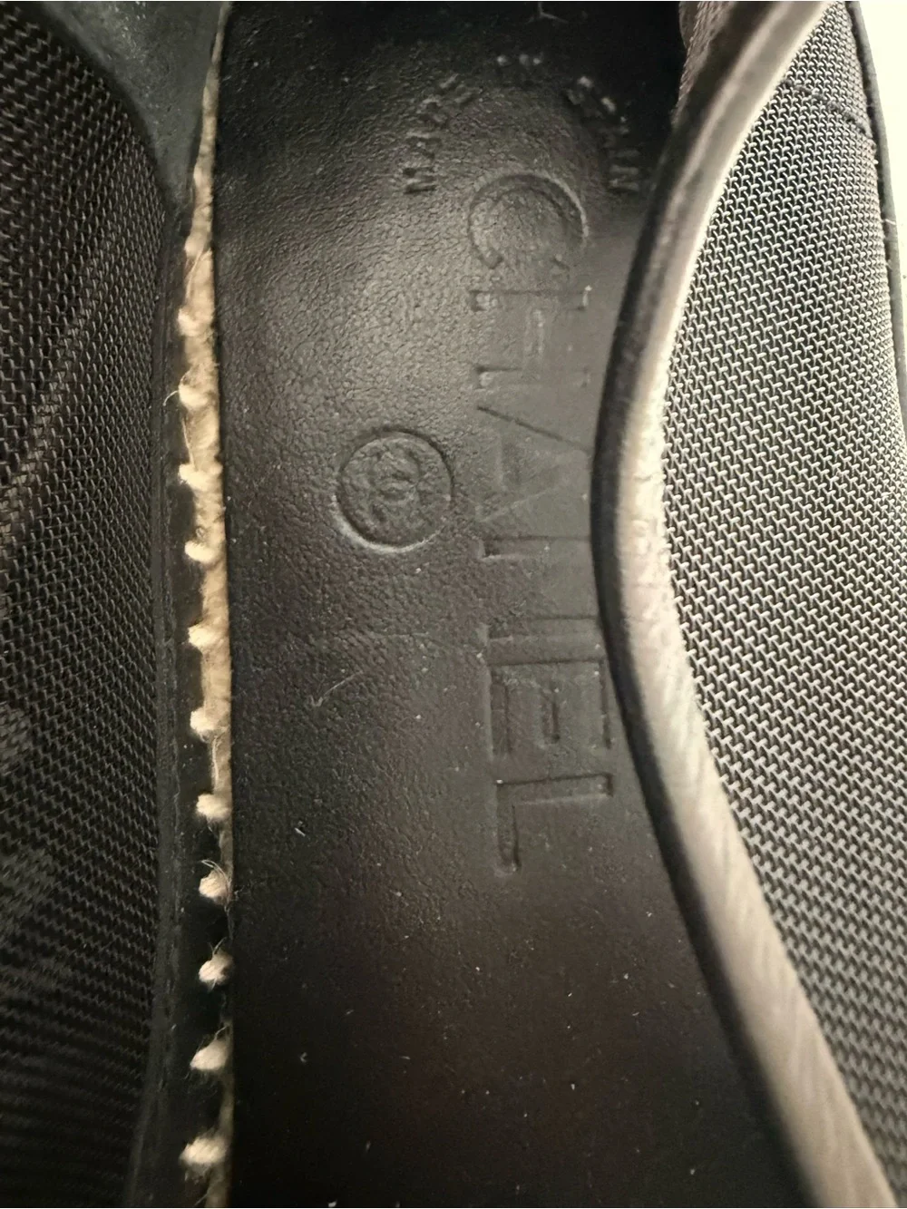 CHANEL mesh CC grosgrain black espadrilles size 40 EUC BOX & dust bag